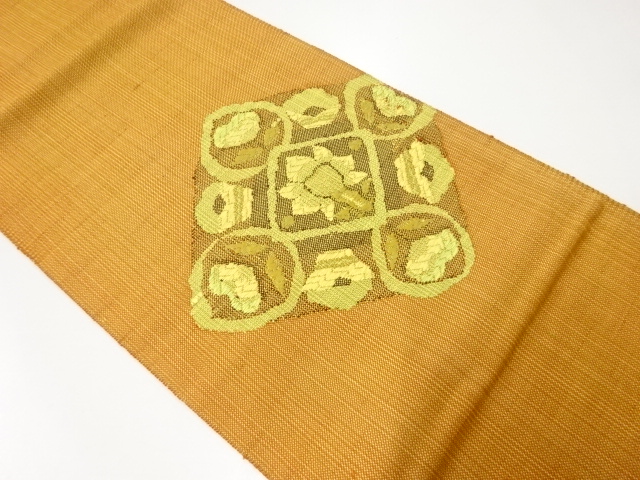 JAPANESE NAGOYA OBI / TSUMUGI / WOVEN FLOWER CREST